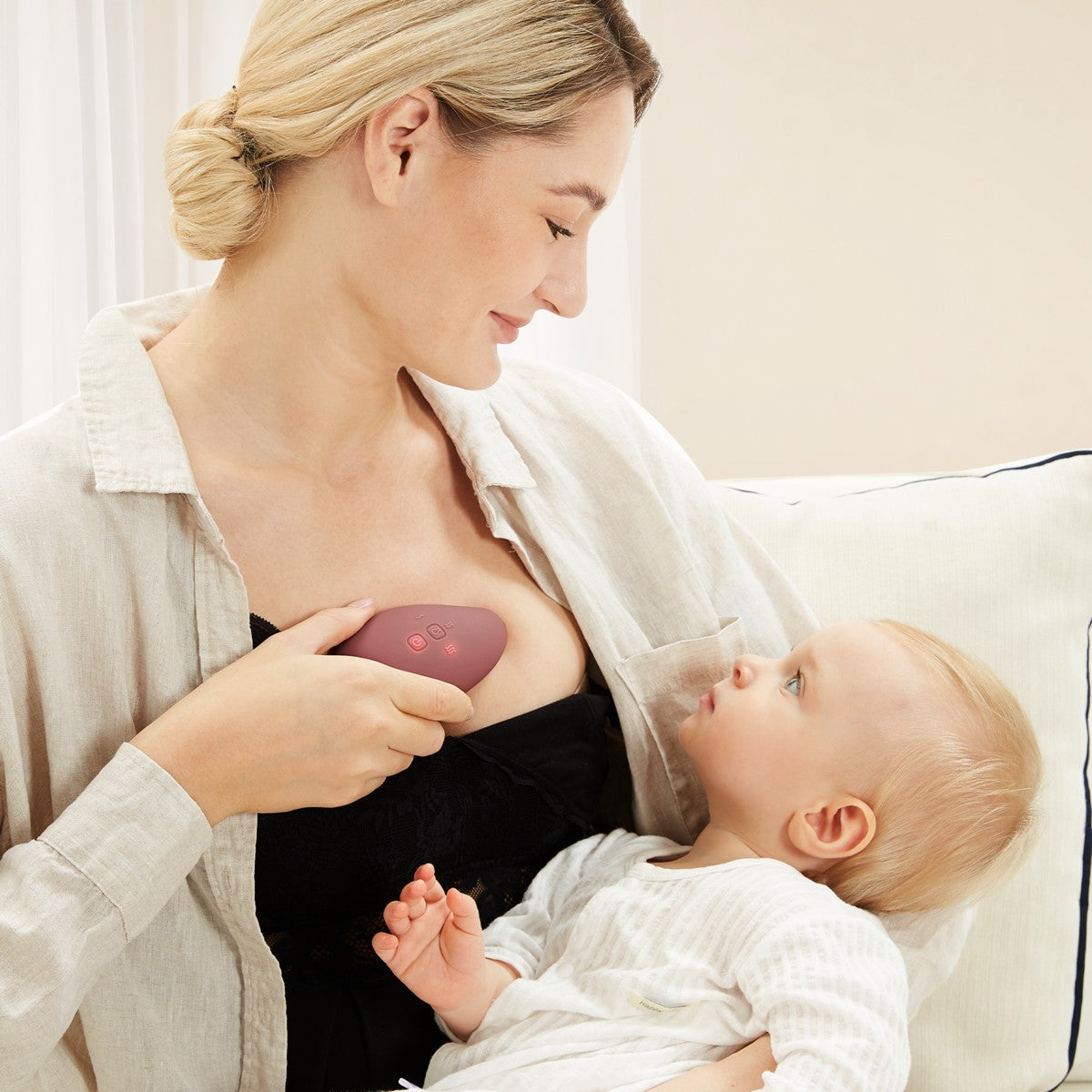 Masseur de lactation chauffant et vibrant 2-en-1