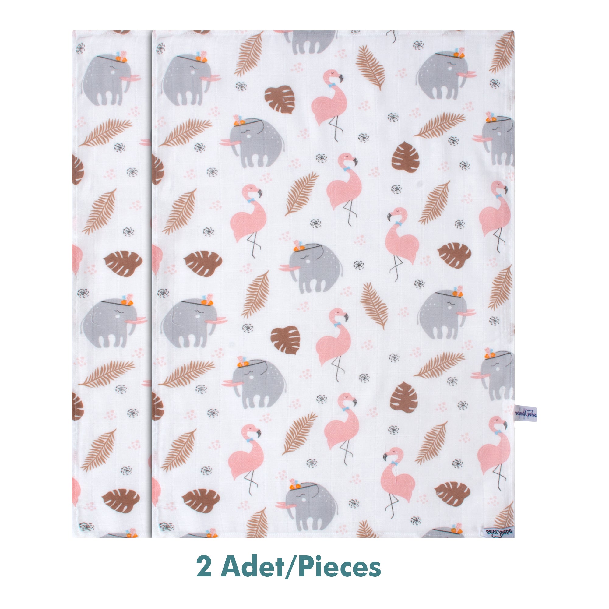 Lot de 2 langes 120x100 cm en mousseline BIO