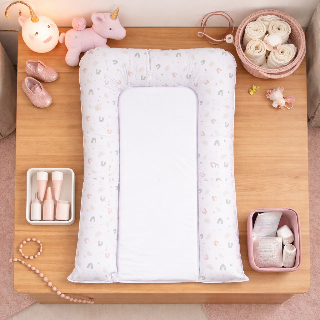 Détail du matelas à langer Babycalin Arc-en-ciel