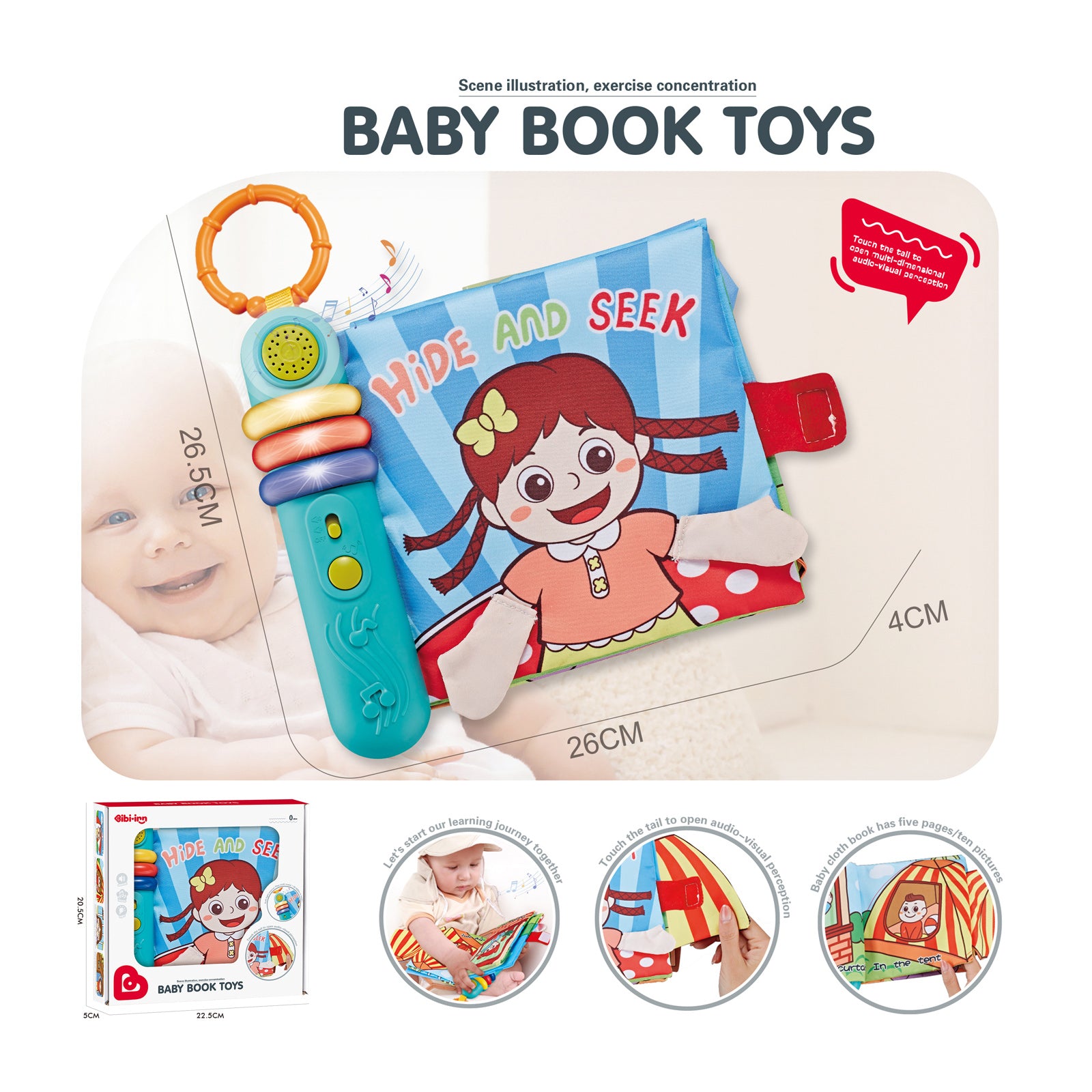 Livre en tissu musical et lumineux HIDE AND SEEK