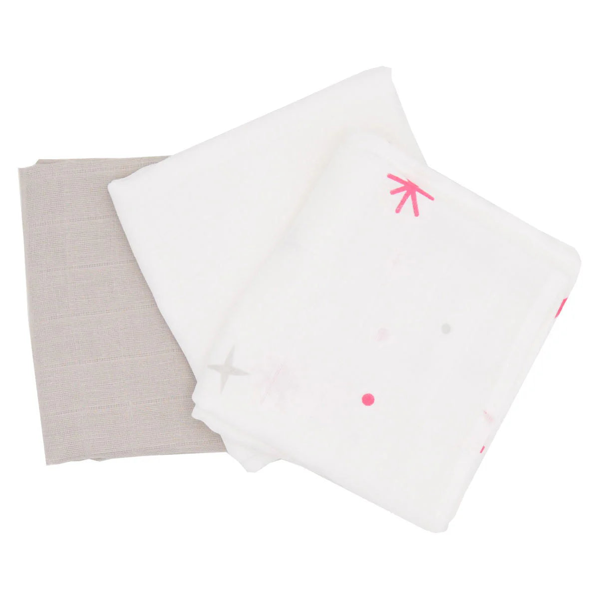 Lot de 3 langes 70x70cm Imprimé étoiles/gris/blanc