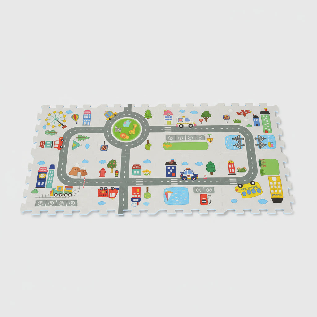 Tapis puzzle 8 pièces - Circuit routier
