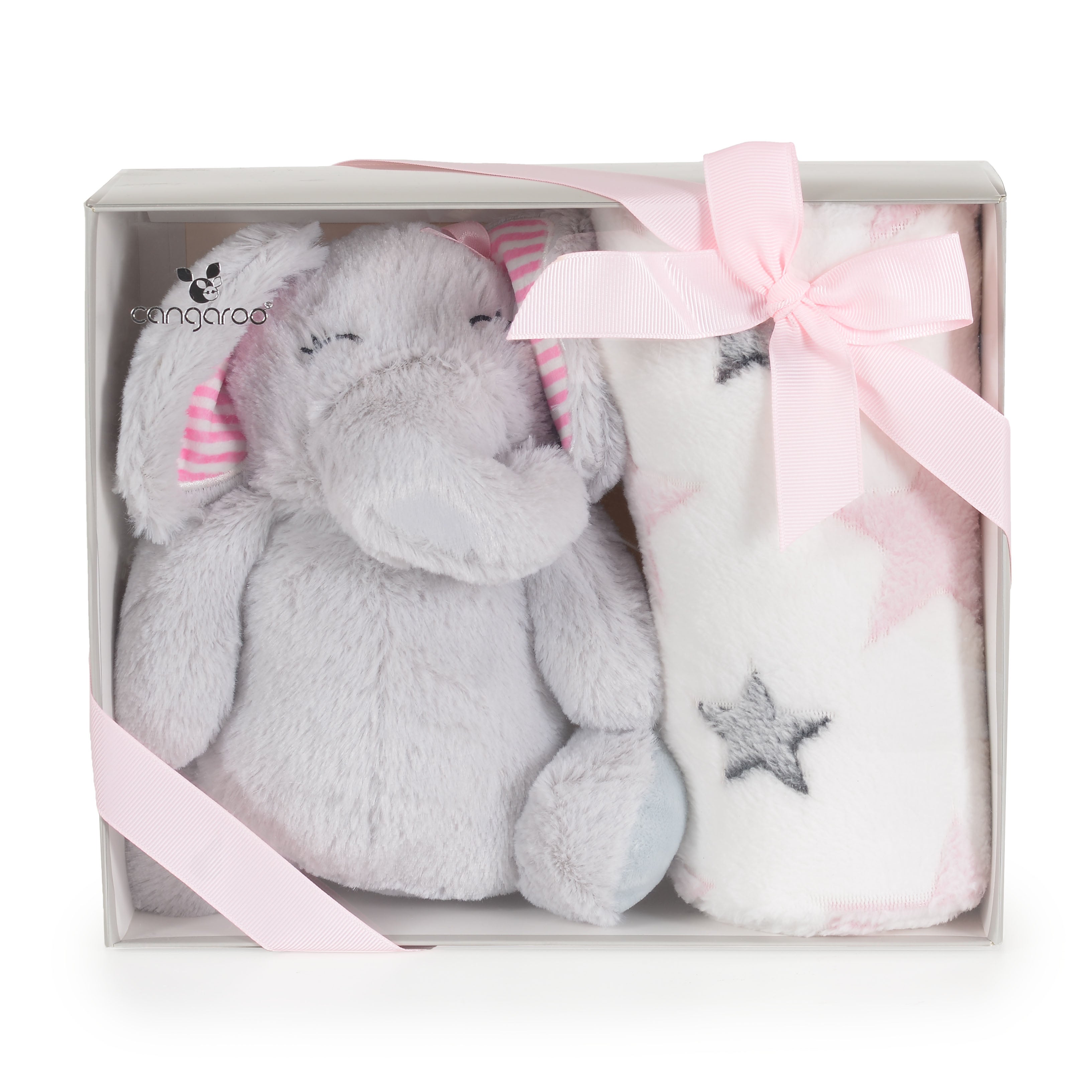 Couverture bébé 90×75 cm avec jouet éléphant