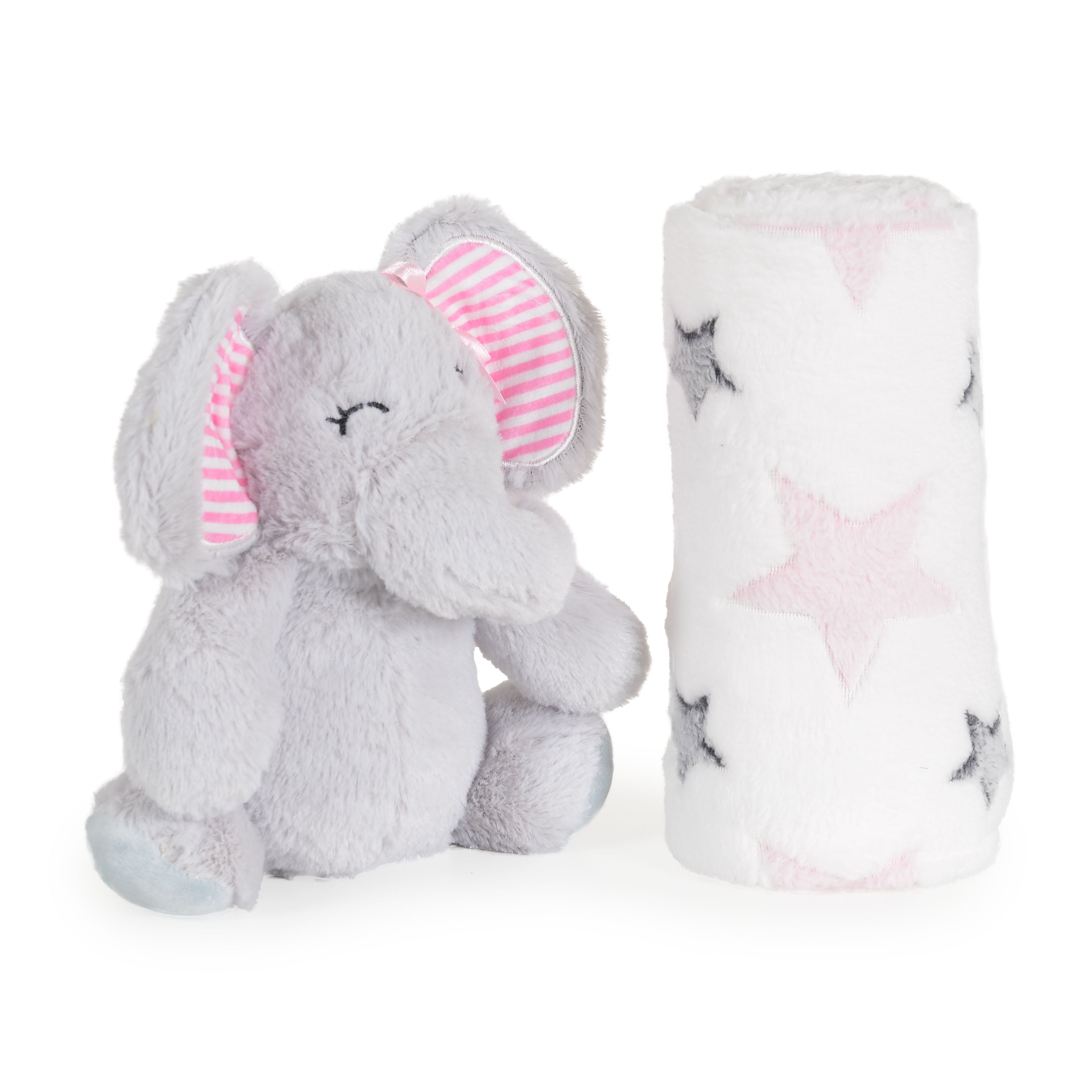 Couverture bébé 90×75 cm avec jouet éléphant