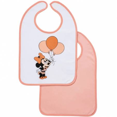 Lot de 2 bavoirs 1er âge Minnie Bord de mer 25x36cm