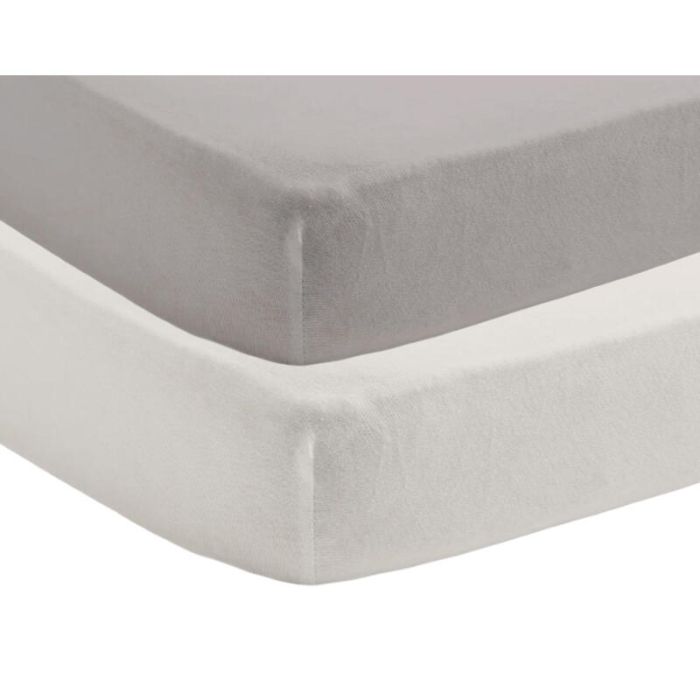 Lot de 2 draps housse berceau bio 83x50cm – Blanc/Gris