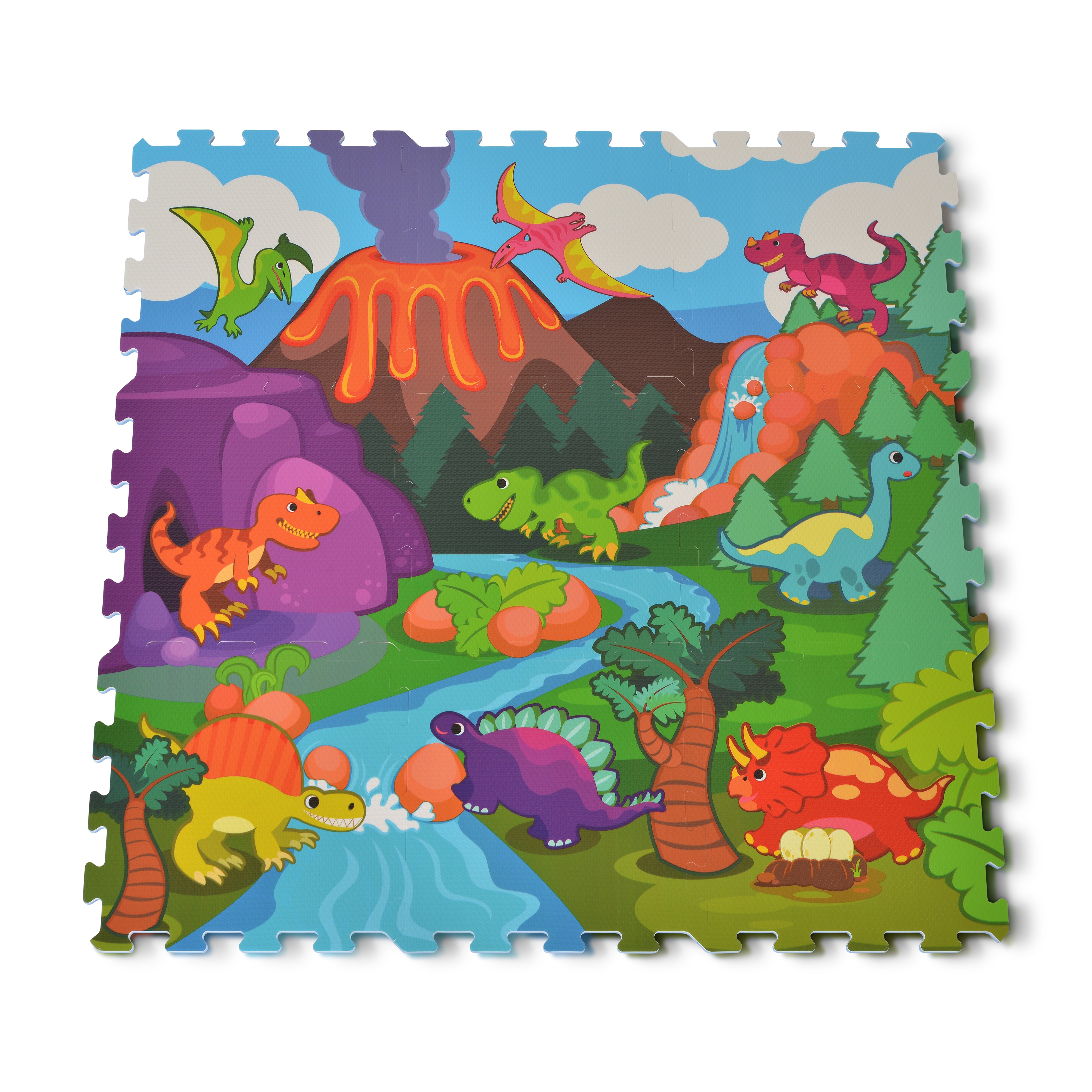 Tapis puzzle 9 pièces - Dinosaure